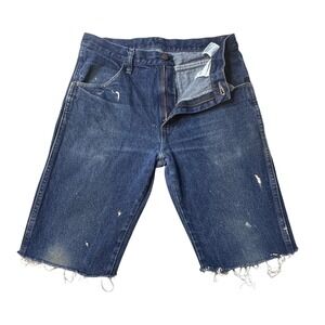 Rustler Denim Shorts Mens 32 Blue Cut Off Paint Splatter Distressed Jorts Y2K